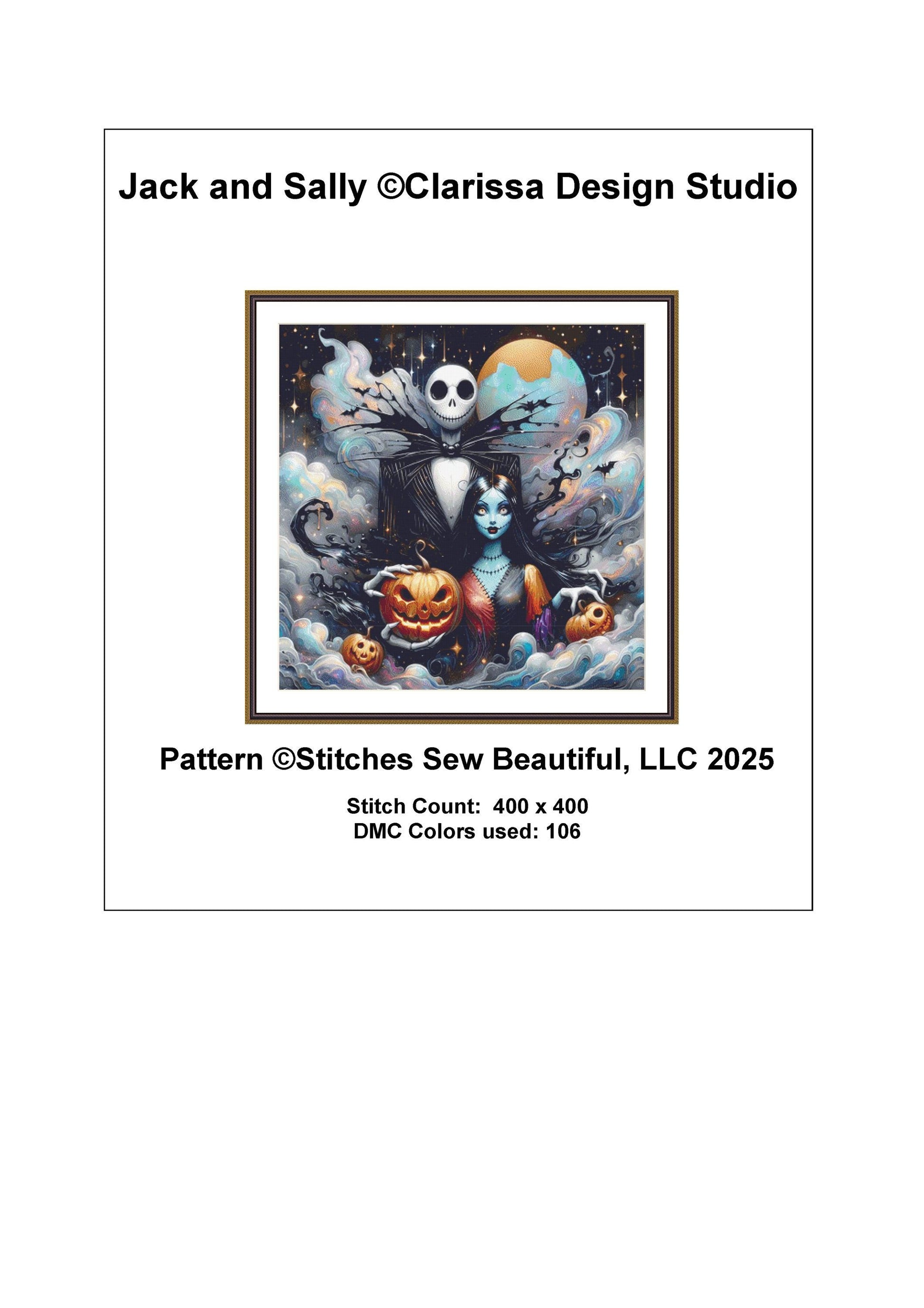 Jack and Sally counted cross stitch pattern by Clarissa Design Studio