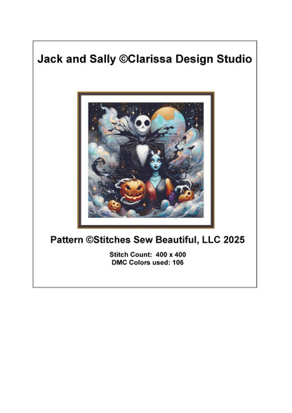 Jack and Sally counted cross stitch pattern by Clarissa Design Studio