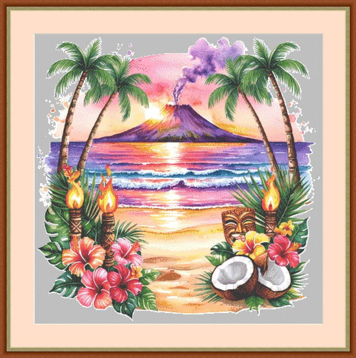 Aloha counted cross stitch pattern Whimsical Art Graphics