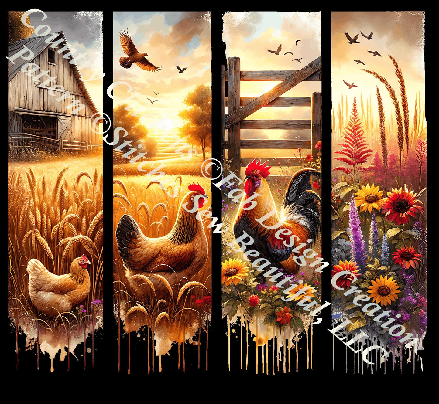 Country Chicken counted cross stitch pattern by Fab Design Creation