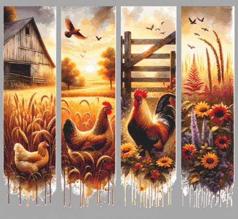 Country Chicken counted cross stitch pattern by Fab Design Creation