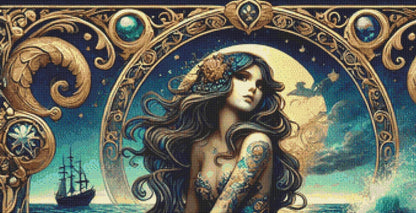 Mermaid counted cross stitch pattern by Mystic Vision Gallery