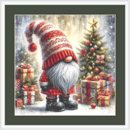 Santa's Little Helper (Small) counted cross stitch pattern by Inrgid Jean AI Art