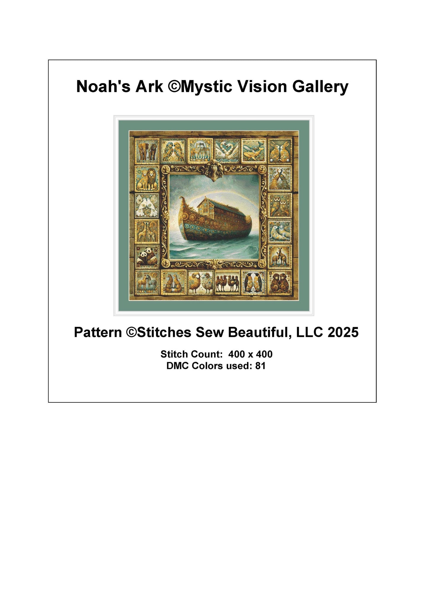 Noah's Ark counted cross stitch pattern by Mystic Vision Gallery