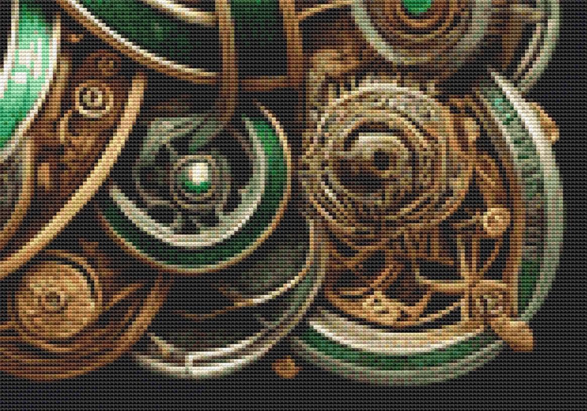 Steampunk Celtic Mandala counted cross stitch pattern by Mystic Vision Gallery