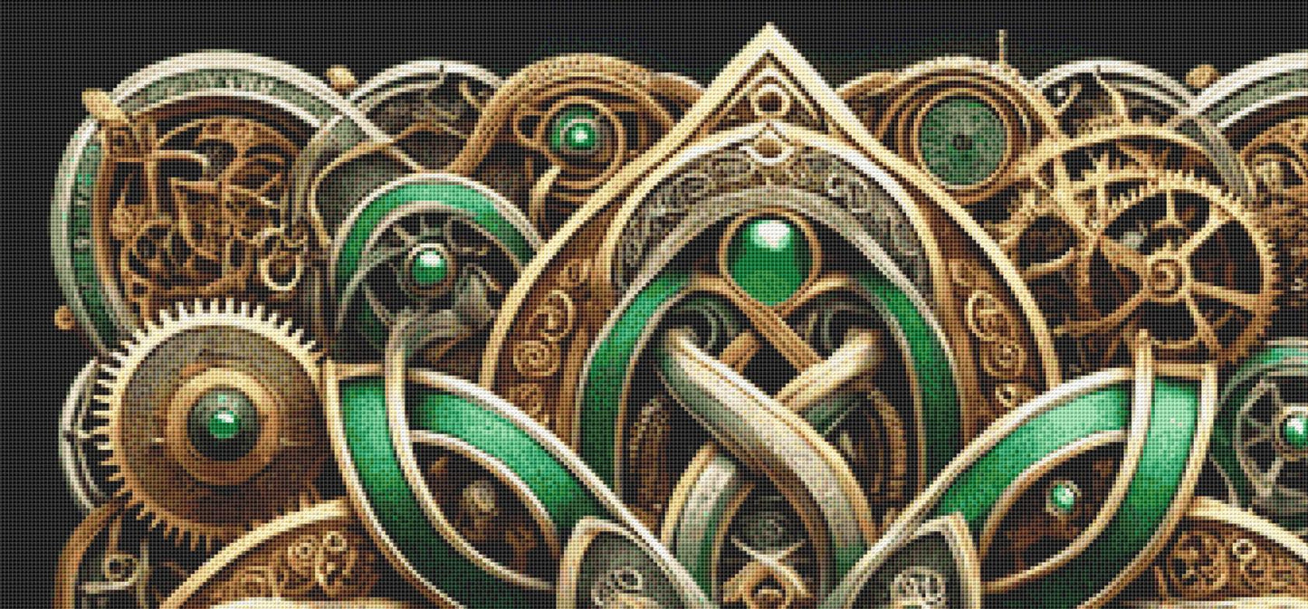 Steampunk Celtic Mandala counted cross stitch pattern by Mystic Vision Gallery