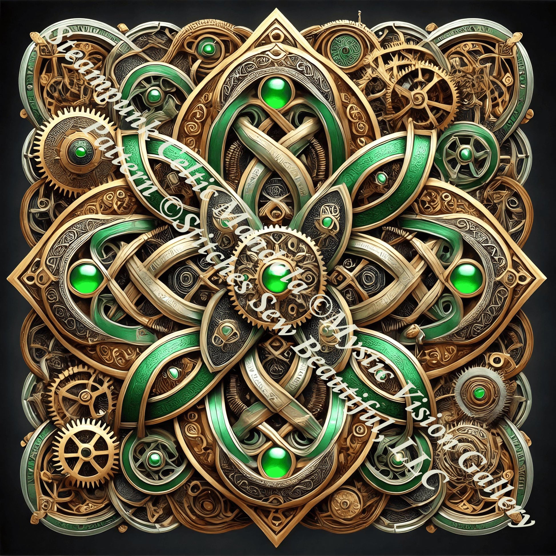 Steampunk Celtic Mandala counted cross stitch pattern by Mystic Vision Gallery