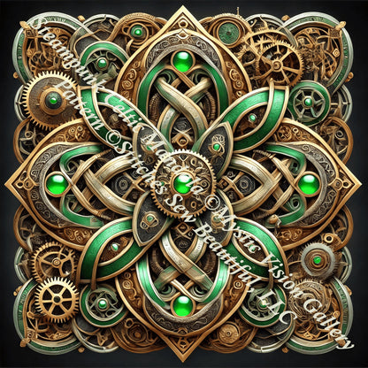 Steampunk Celtic Mandala counted cross stitch pattern by Mystic Vision Gallery