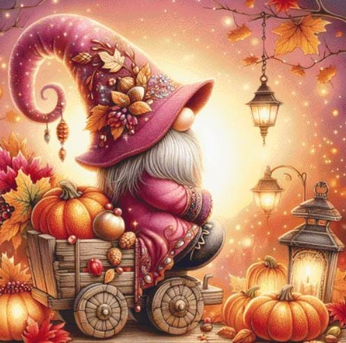 Cozy Autumn Gnome counted cross stitch pattern by AdneLStudio