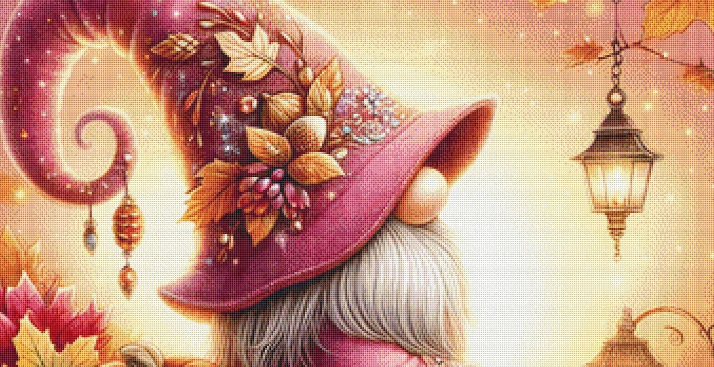 Cozy Autumn Gnome counted cross stitch pattern by AdneLStudio