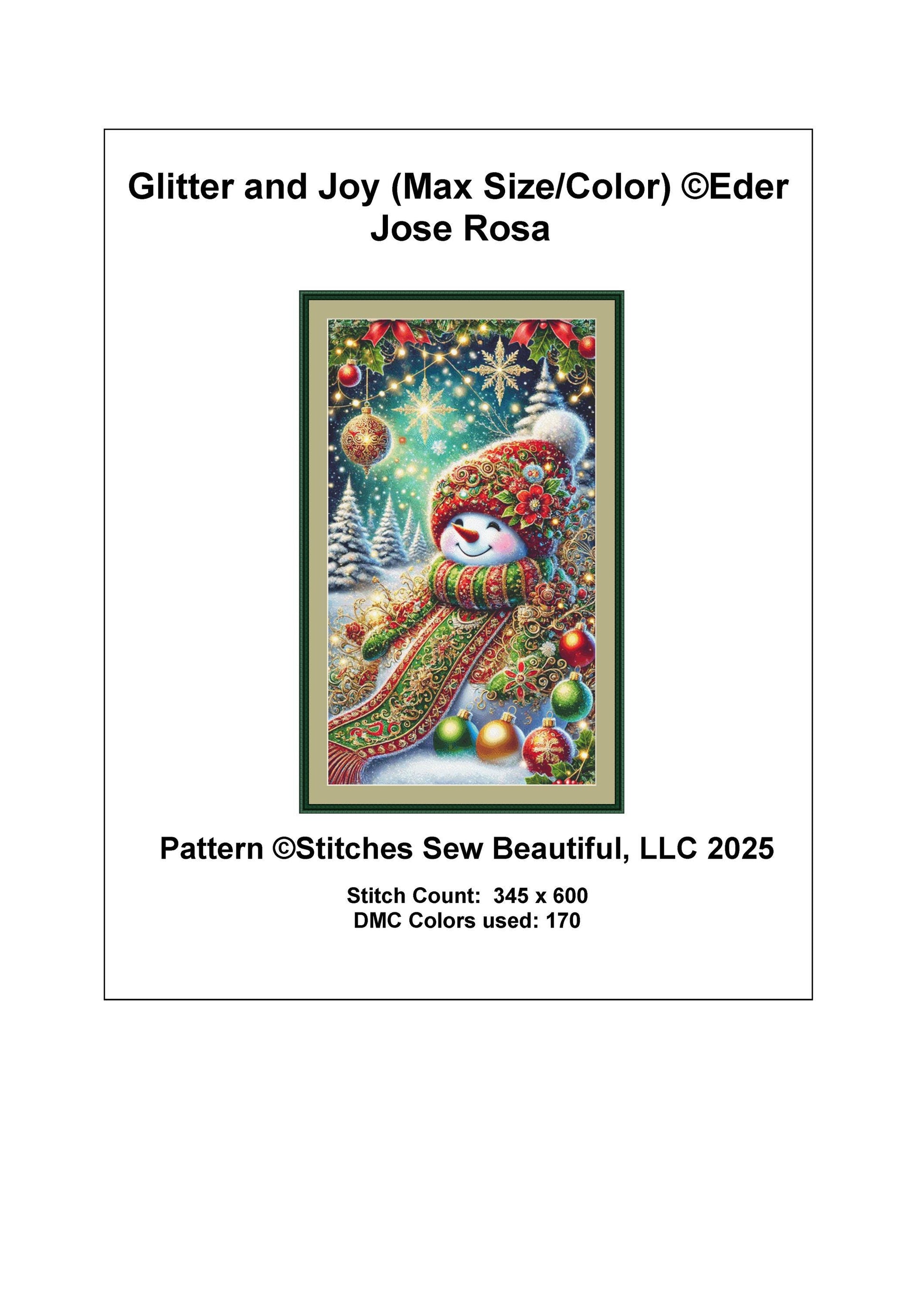 Glitter and Joy (Max Size/Color) counted cross stitch pattern by Eder Jose Rosa
