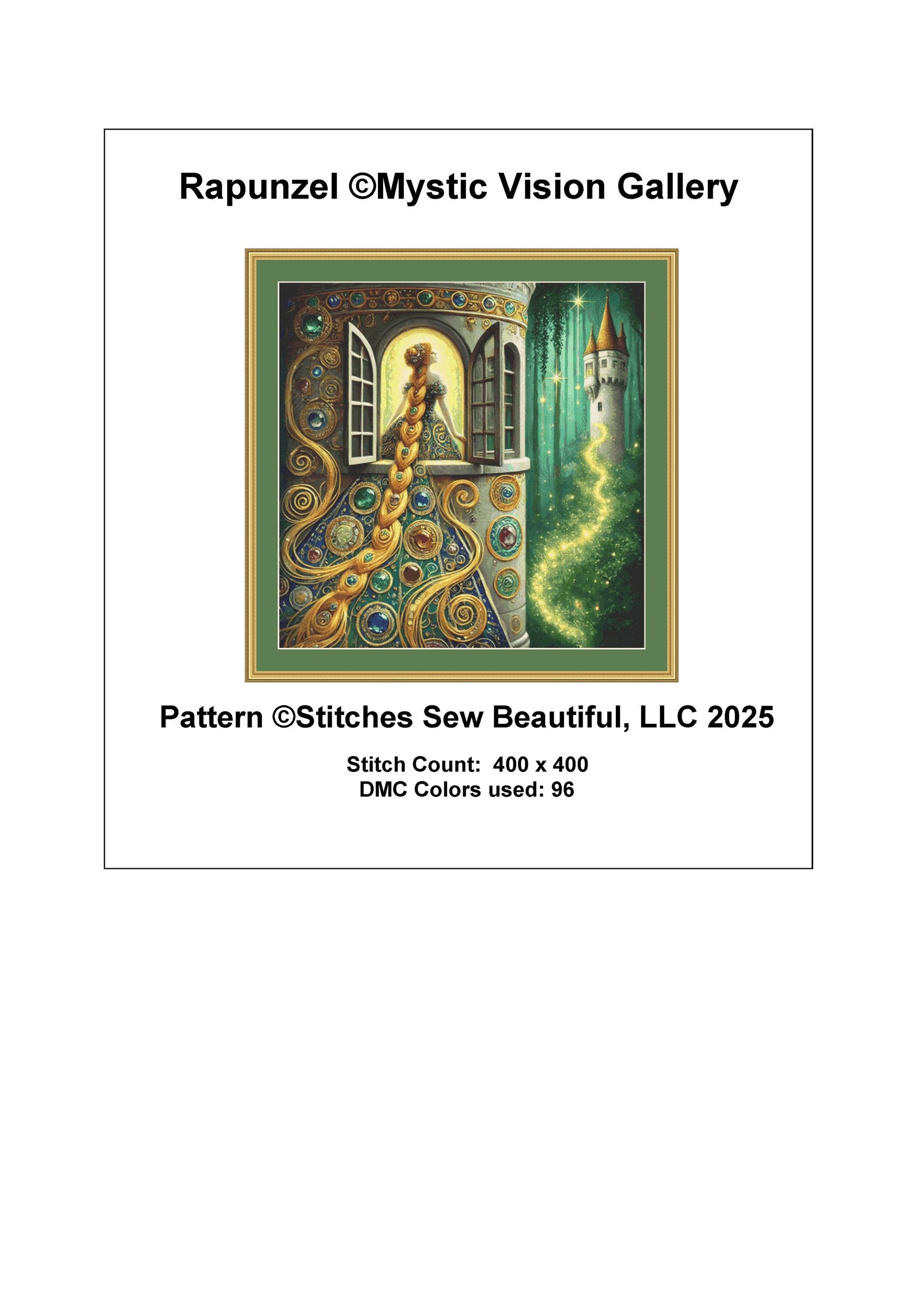 Rapunzel counted cross stitch pattern by Mystic Vision Gallery