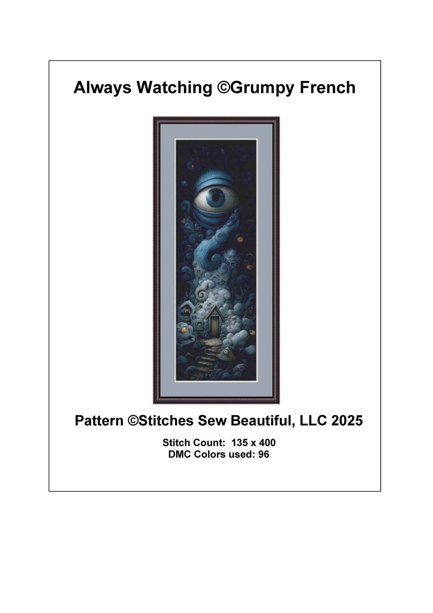 Always Watching counted cross stitch pattern by Grumpy French