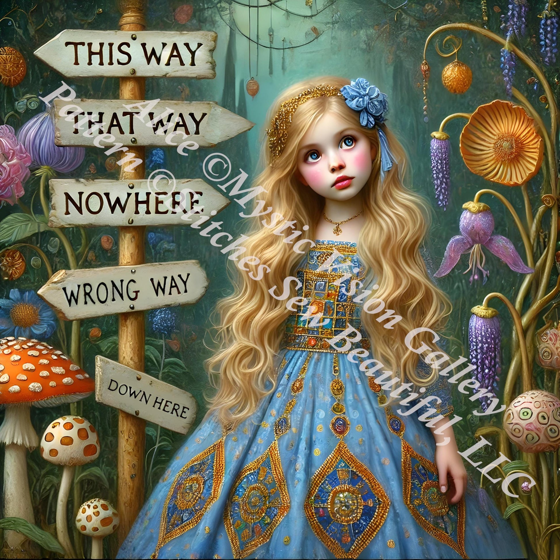 Alice counted cross stitch pattern by Mystic Vision Gallery