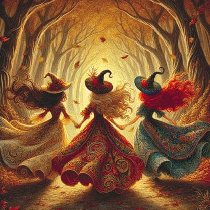 Witchy Walk counted cross stitch pattern by Mystic Vision Gallery
