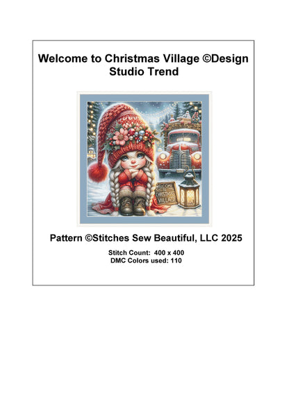 Welcome to Christmas Village counted cross stitch pattern by Design Studio Trend