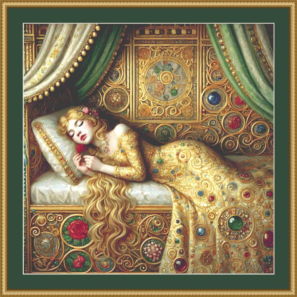 Sleeping Beauty counted cross stitch pattern by Mystic Vision Gallery