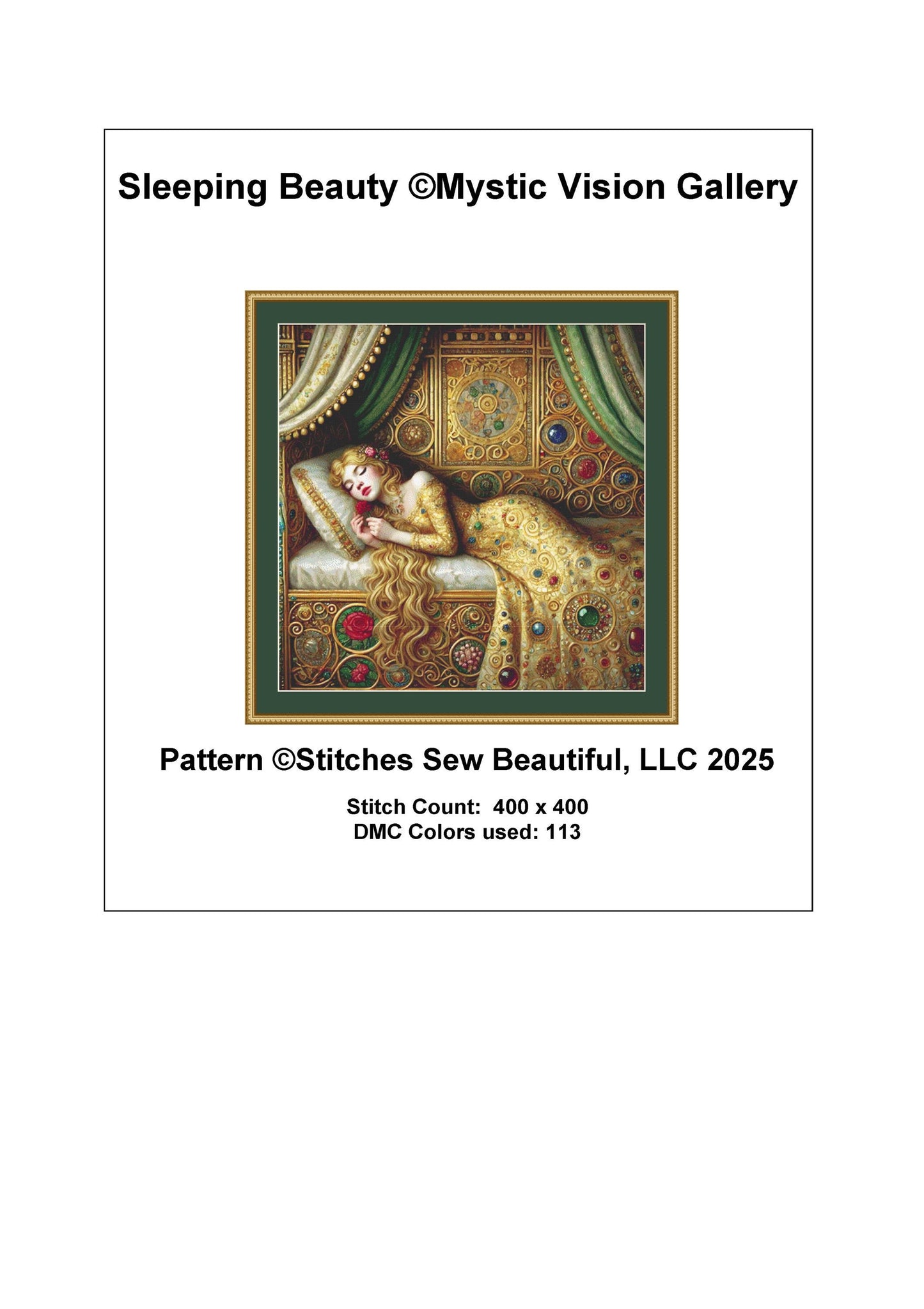 Sleeping Beauty counted cross stitch pattern by Mystic Vision Gallery