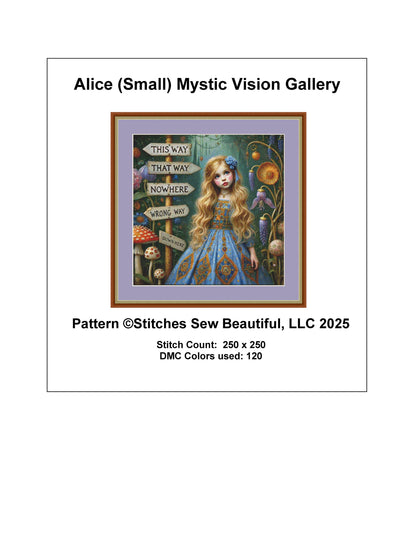Alice (Small) counted cross stitch pattern by Mystic Vision Gallery