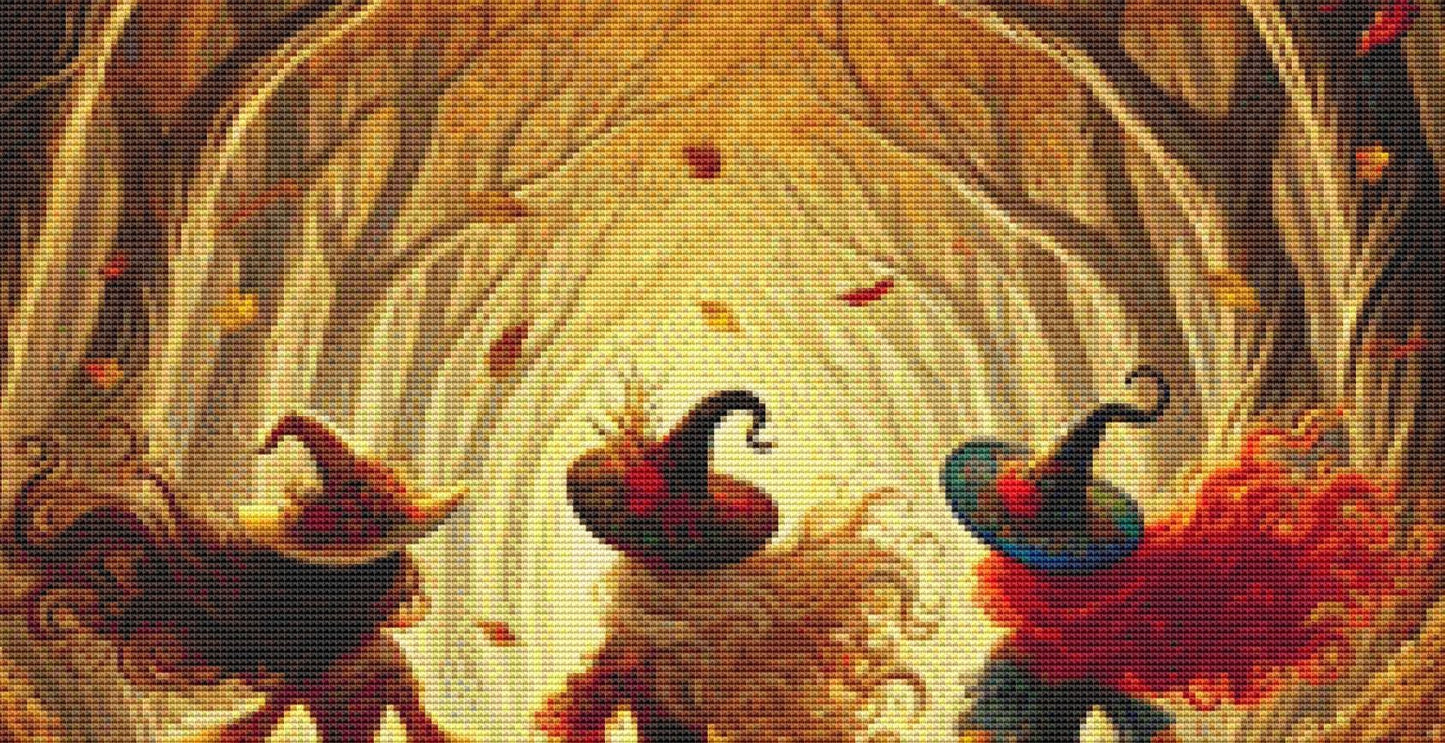 Witchy Walk (Small) counted cross stitch pattern by Mystic Vision Gallery