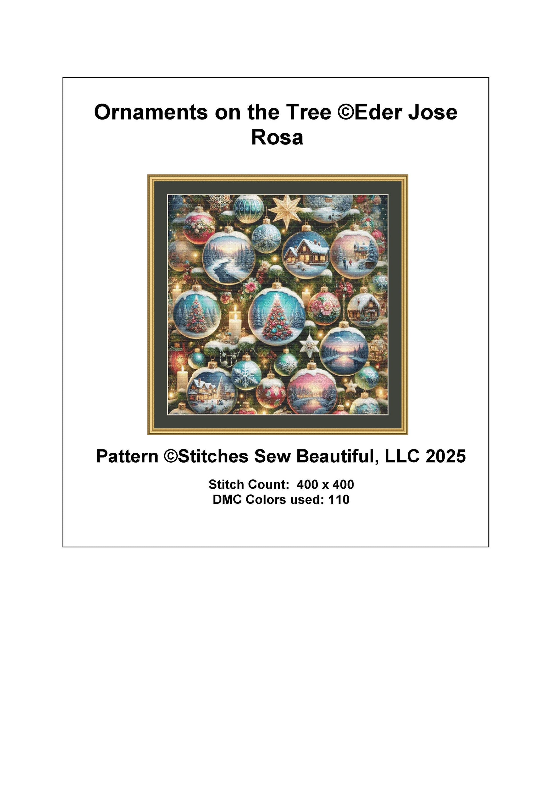 Ornaments on the Tree counted cross stitch pattern by Eder Jose Rosa