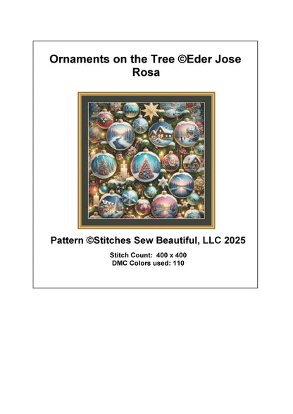 Ornaments on the Tree counted cross stitch pattern by Eder Jose Rosa