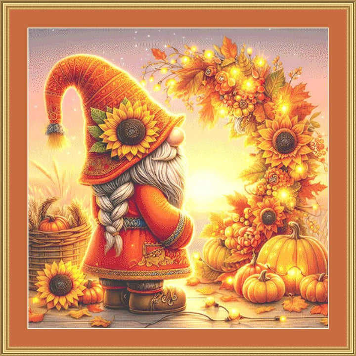 Sunflower Gnome counted cross stitch pattern by AdneLStudio