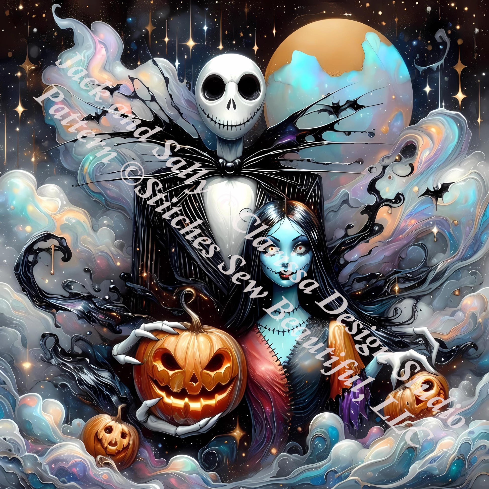 Jack and Sally counted cross stitch pattern by Clarissa Design Studio