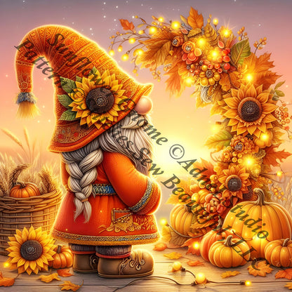 Sunflower Gnome (Small) counted cross stitch pattern by AdneLStudio