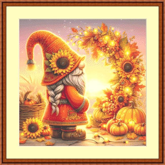 Sunflower Gnome (Small) counted cross stitch pattern by AdneLStudio