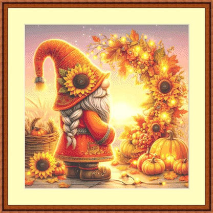 Sunflower Gnome (Small) counted cross stitch pattern by AdneLStudio