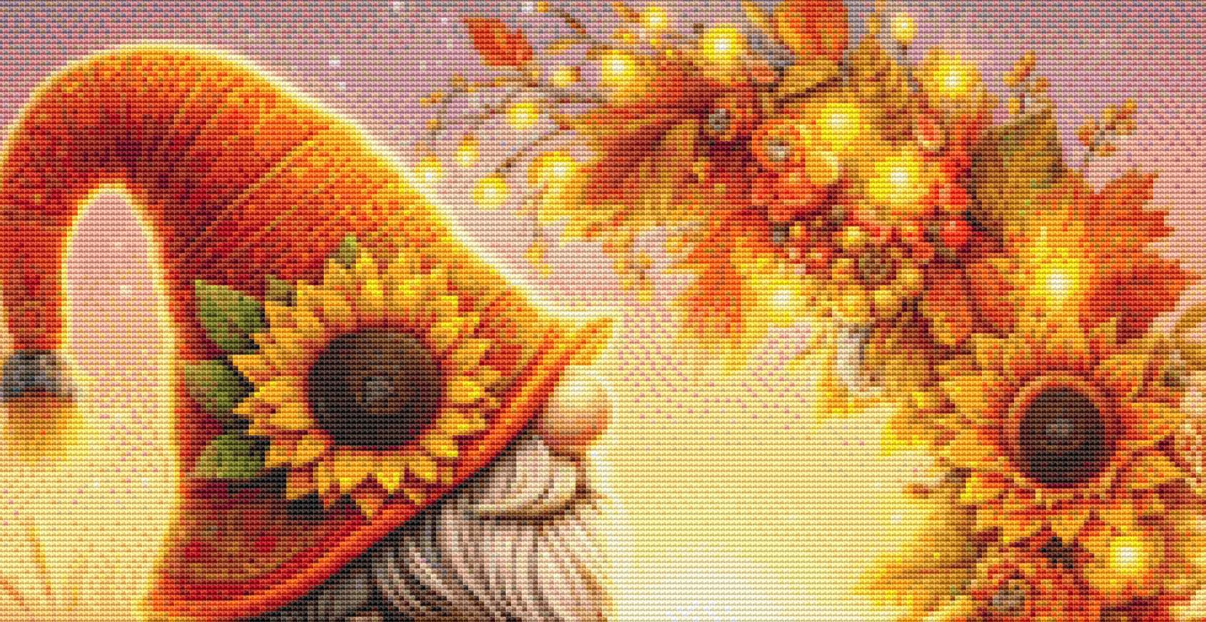 Sunflower Gnome (Small) counted cross stitch pattern by AdneLStudio