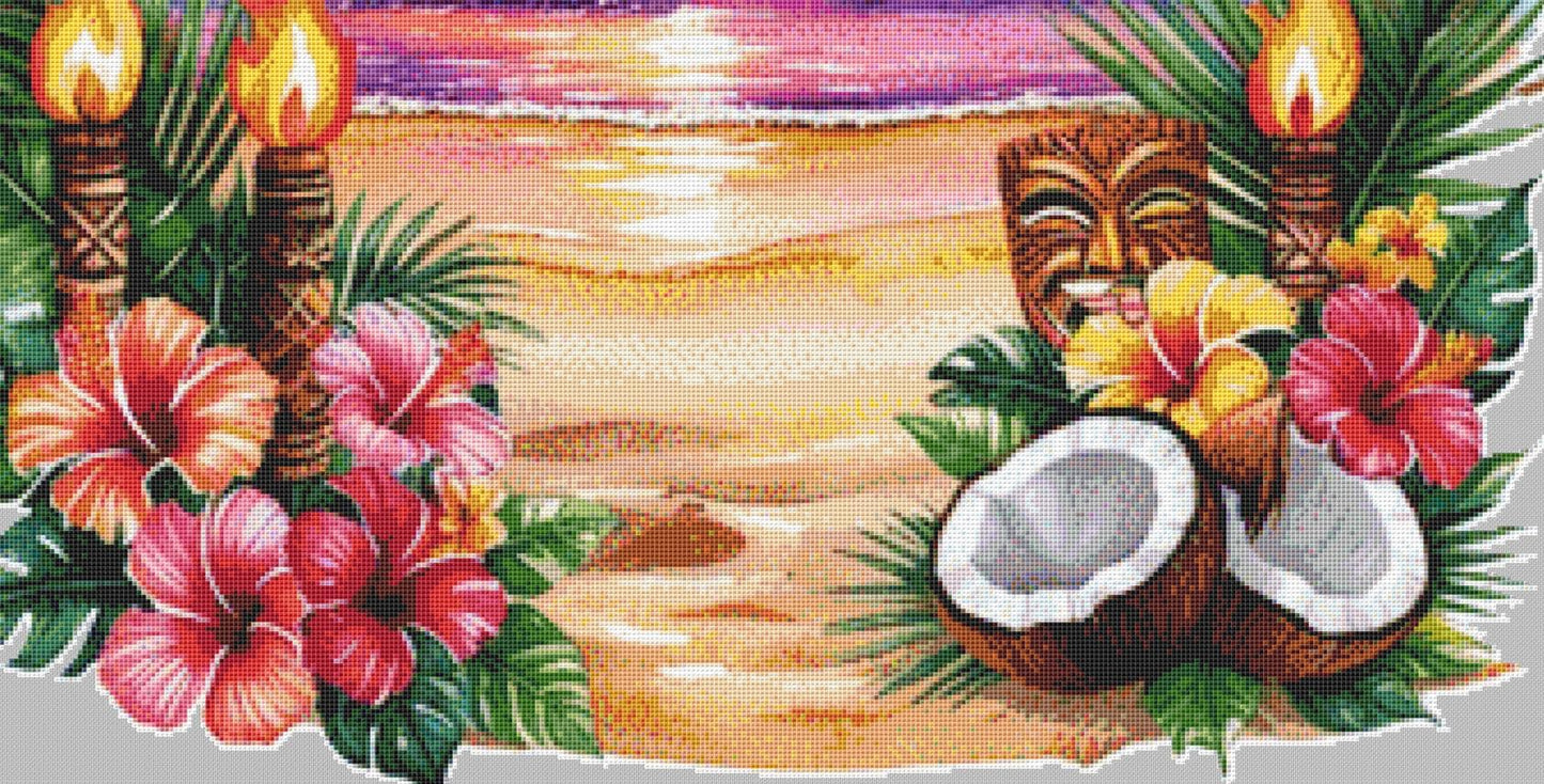 Aloha counted cross stitch pattern Whimsical Art Graphics