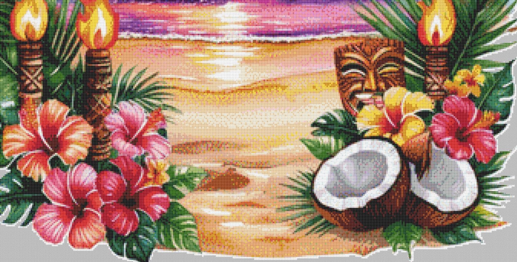 Aloha counted cross stitch pattern Whimsical Art Graphics