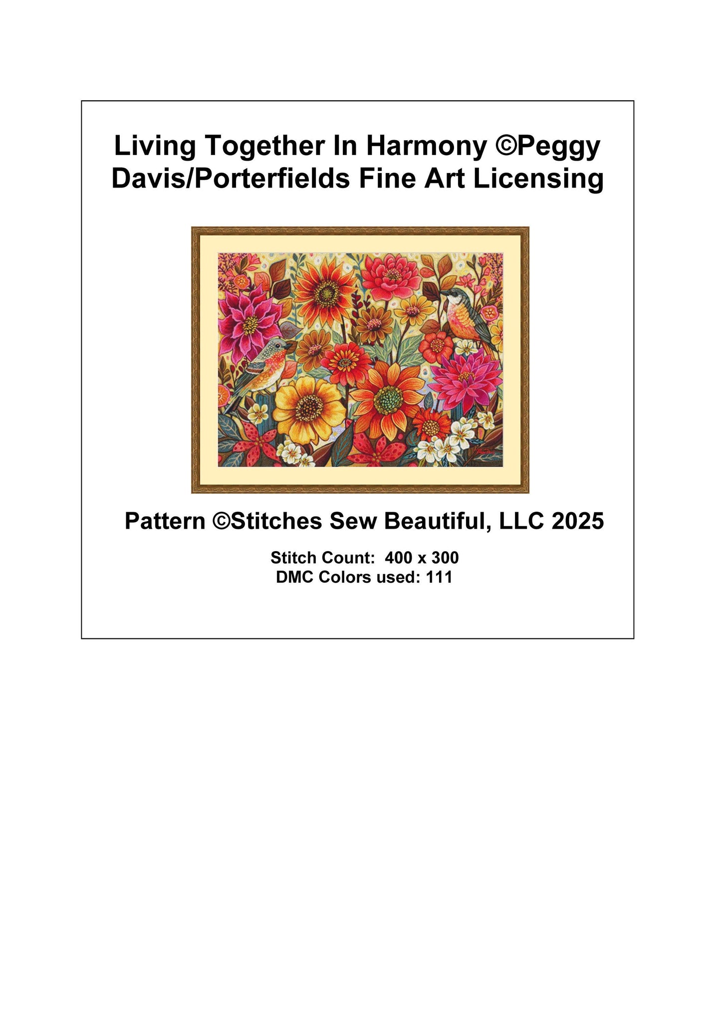 Living Together In Harmony counted cross stitch pattern by Peggy Davis/Porterfields Fine Art Licensing