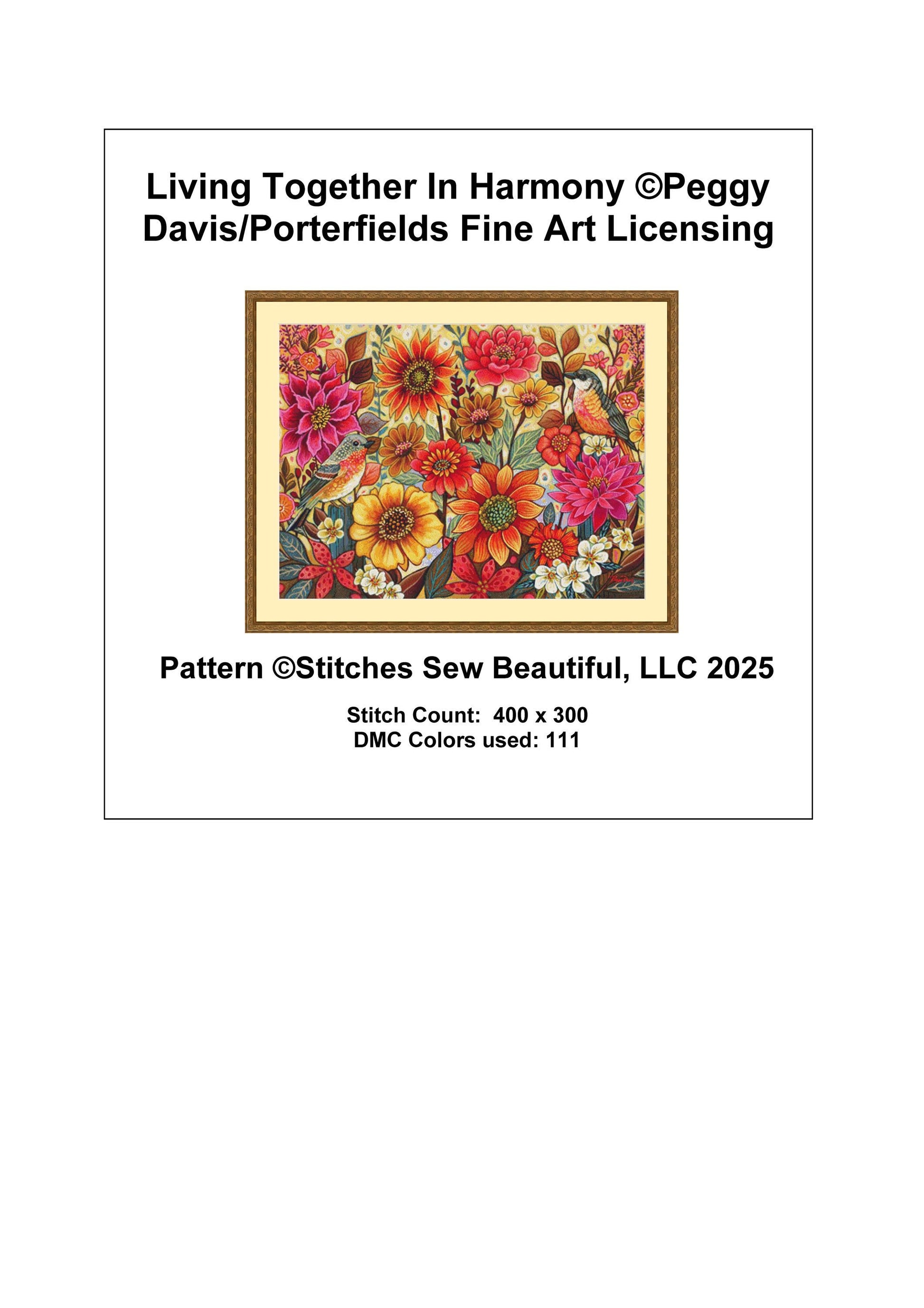 Living Together In Harmony counted cross stitch pattern by Peggy Davis/Porterfields Fine Art Licensing