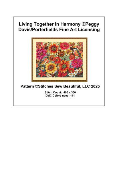 Living Together In Harmony counted cross stitch pattern by Peggy Davis/Porterfields Fine Art Licensing