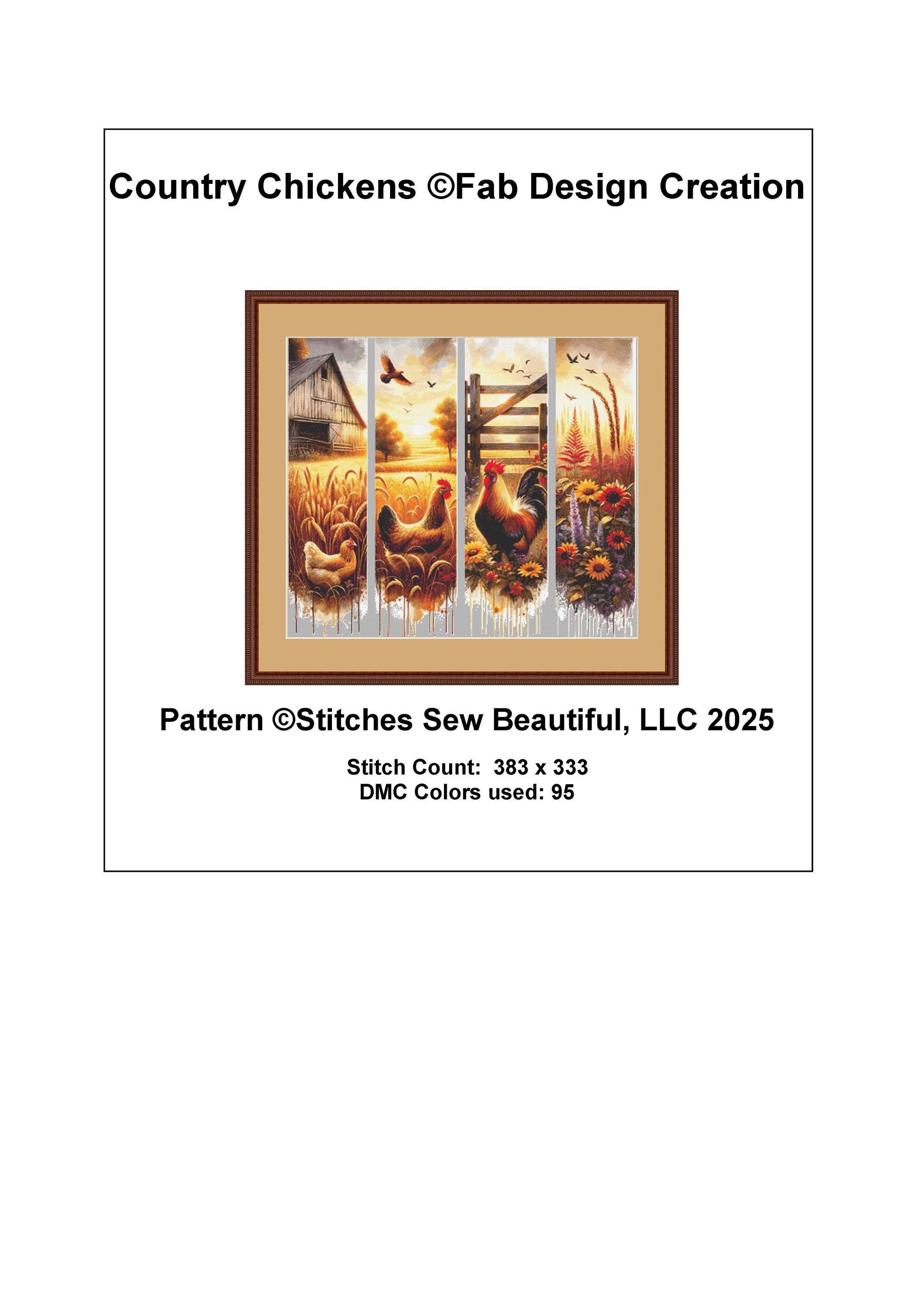 Country Chicken counted cross stitch pattern by Fab Design Creation