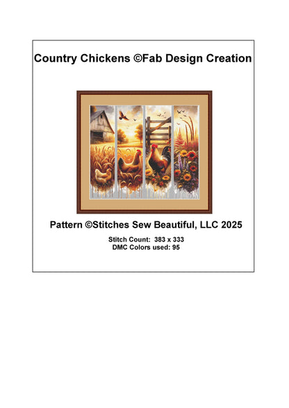 Country Chicken counted cross stitch pattern by Fab Design Creation