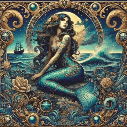 Mermaid counted cross stitch pattern by Mystic Vision Gallery