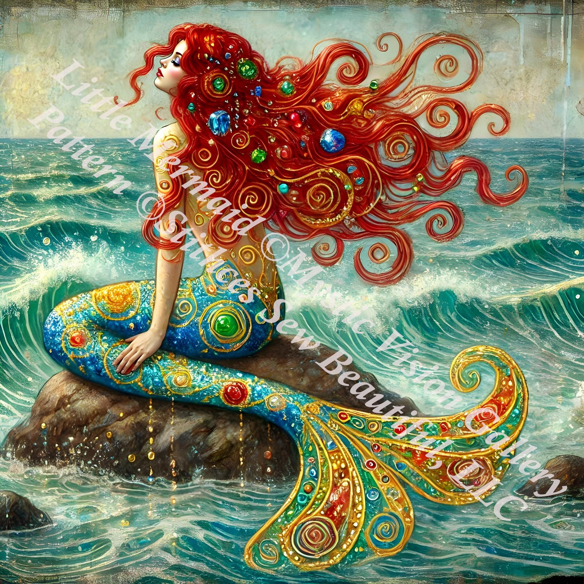 Little Mermaid counted cross stitch pattern by Mystic Vision Gallery