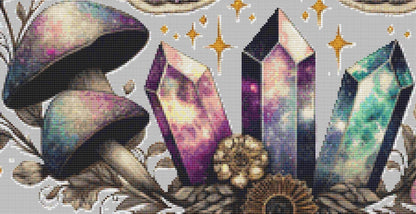 Celestial Lunar Moth counted cross stitch pattern by Pixel Paige Studio