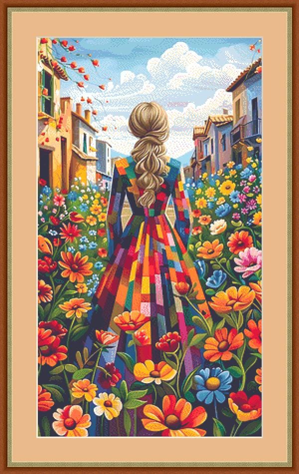 City Street of Flowers (Max Color) counted cross stitch pattern by Eder Jose Rosa