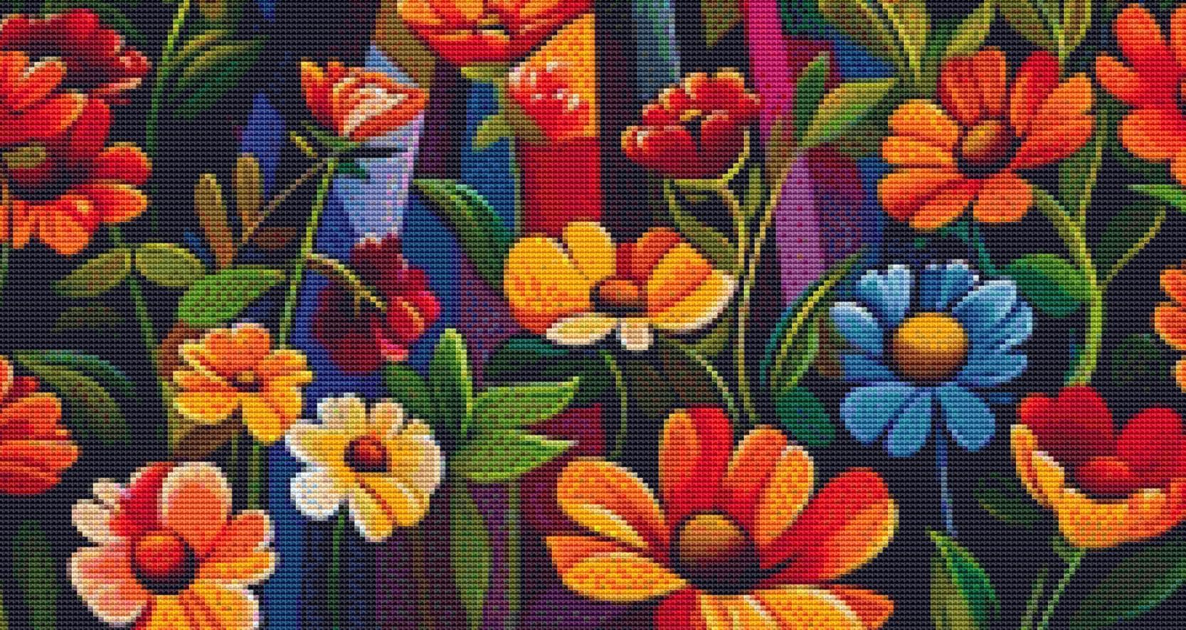 City Street of Flowers (Max Color) counted cross stitch pattern by Eder Jose Rosa