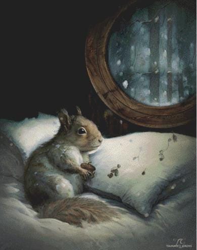Squirrel by Window counted cross stitch pattern by Tammy L. Gross