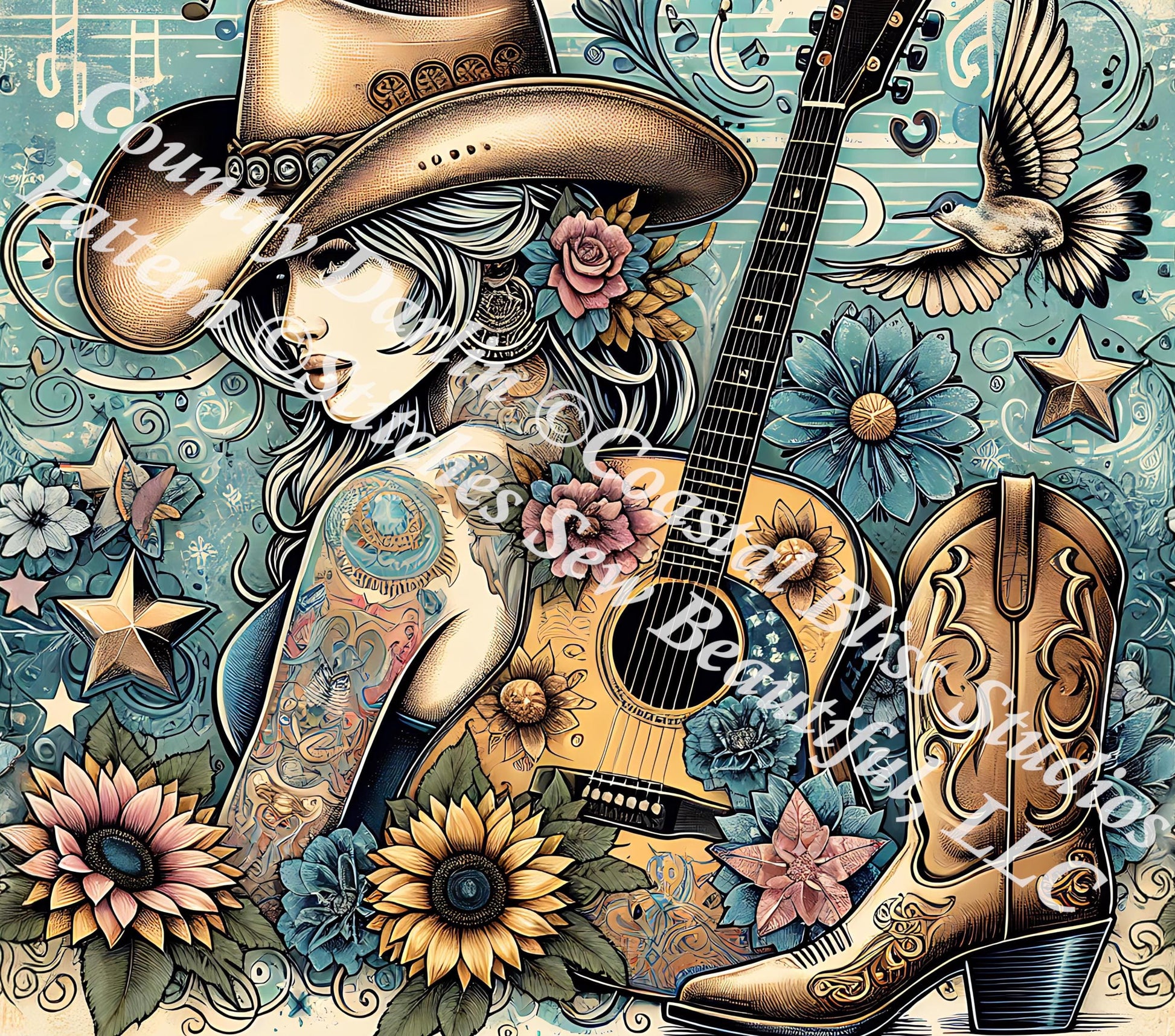 Country Darlin counted cross stitch pattern by Coastal Bliss Studios