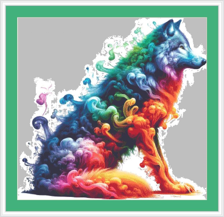 Smoke Wolf counted cross stitch pattern by Amethyst Garnet House