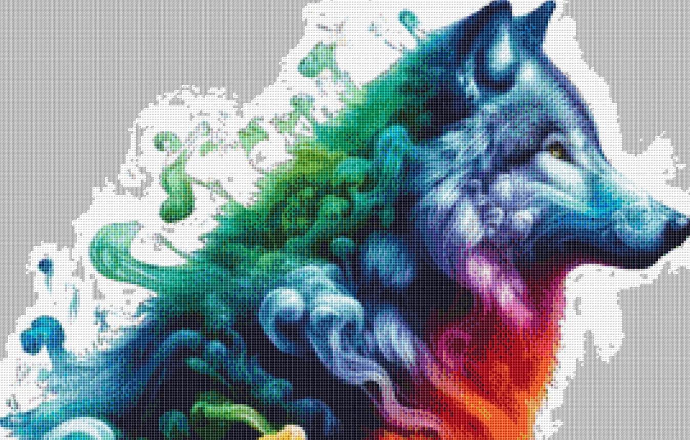 Smoke Wolf counted cross stitch pattern by Amethyst Garnet House