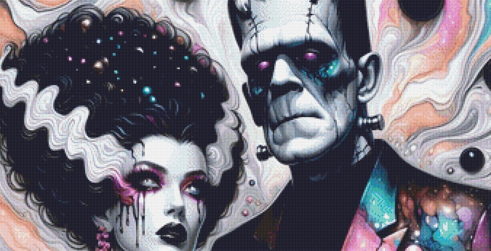 Frankenstein & Bride counted cross stitch pattern by Clarissa Design Studio