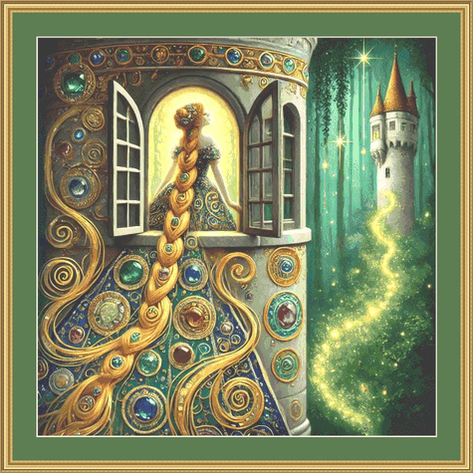 Rapunzel counted cross stitch pattern by Mystic Vision Gallery